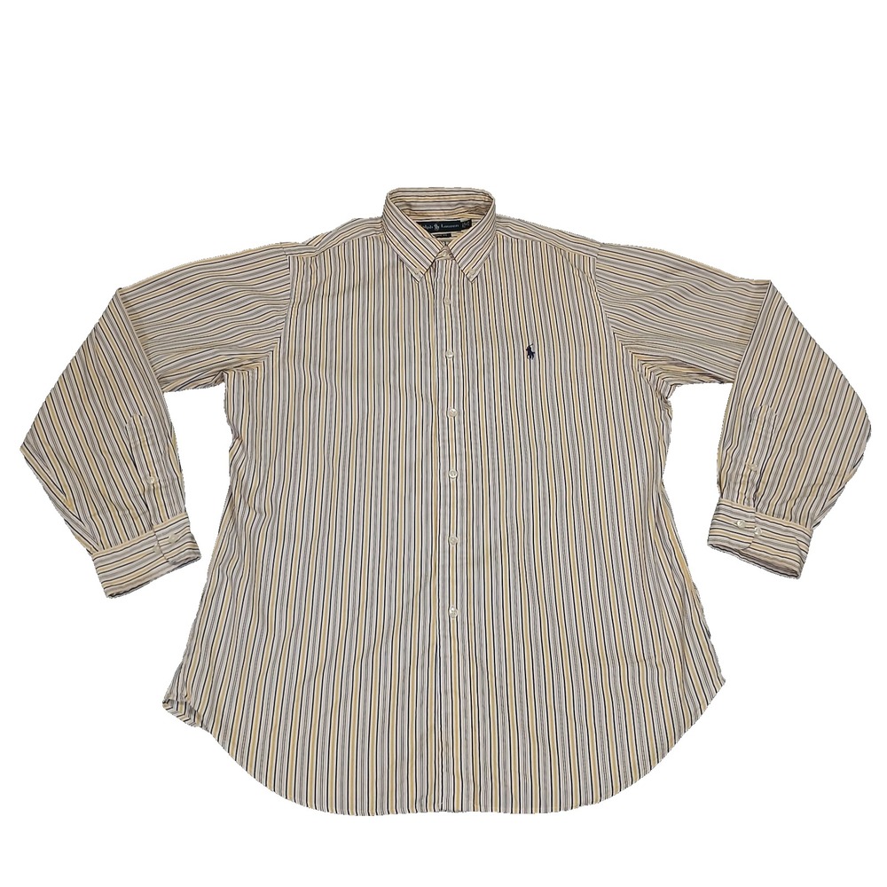 Ralph Lauren‎ Mens Shirt 16-34/35 Classic Fit Long Sleeve Striped Button UP